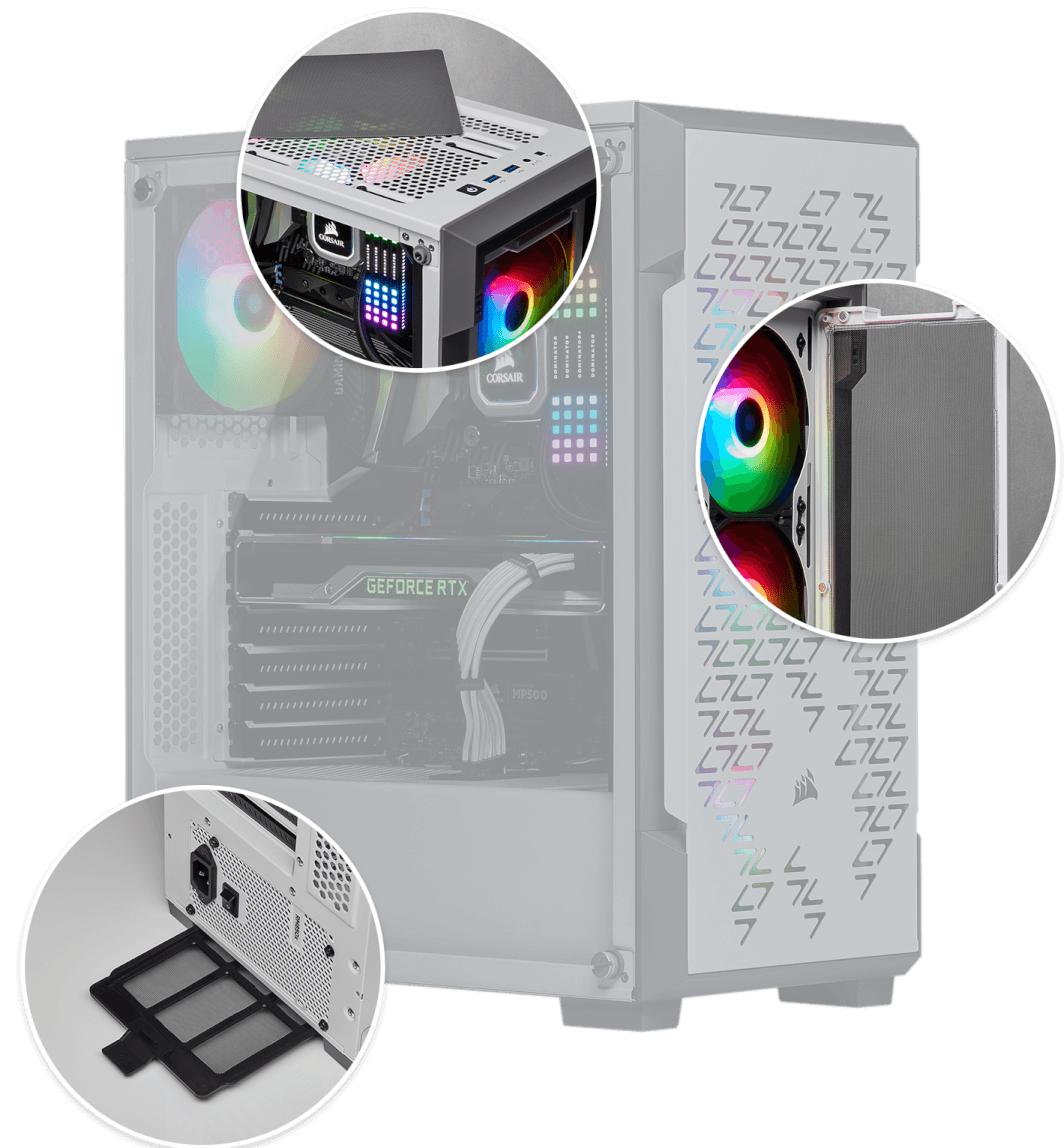 Case Corsair iCUE 220T RGB Kính cường lực luồng khí Mid-Tower Màu trắng thông minh