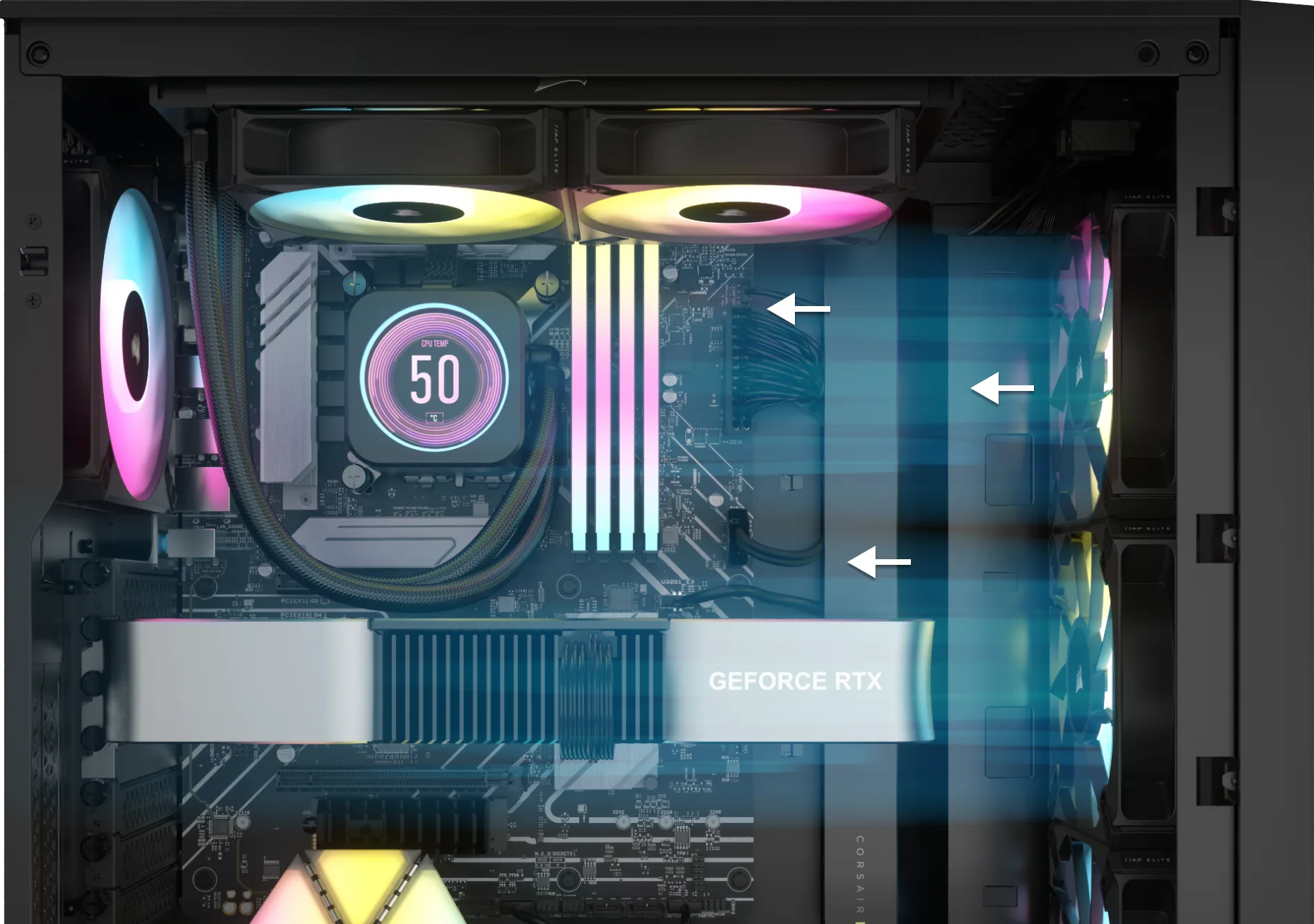 A view of 4000D RGB AIRFLOW with ventilated front panel.