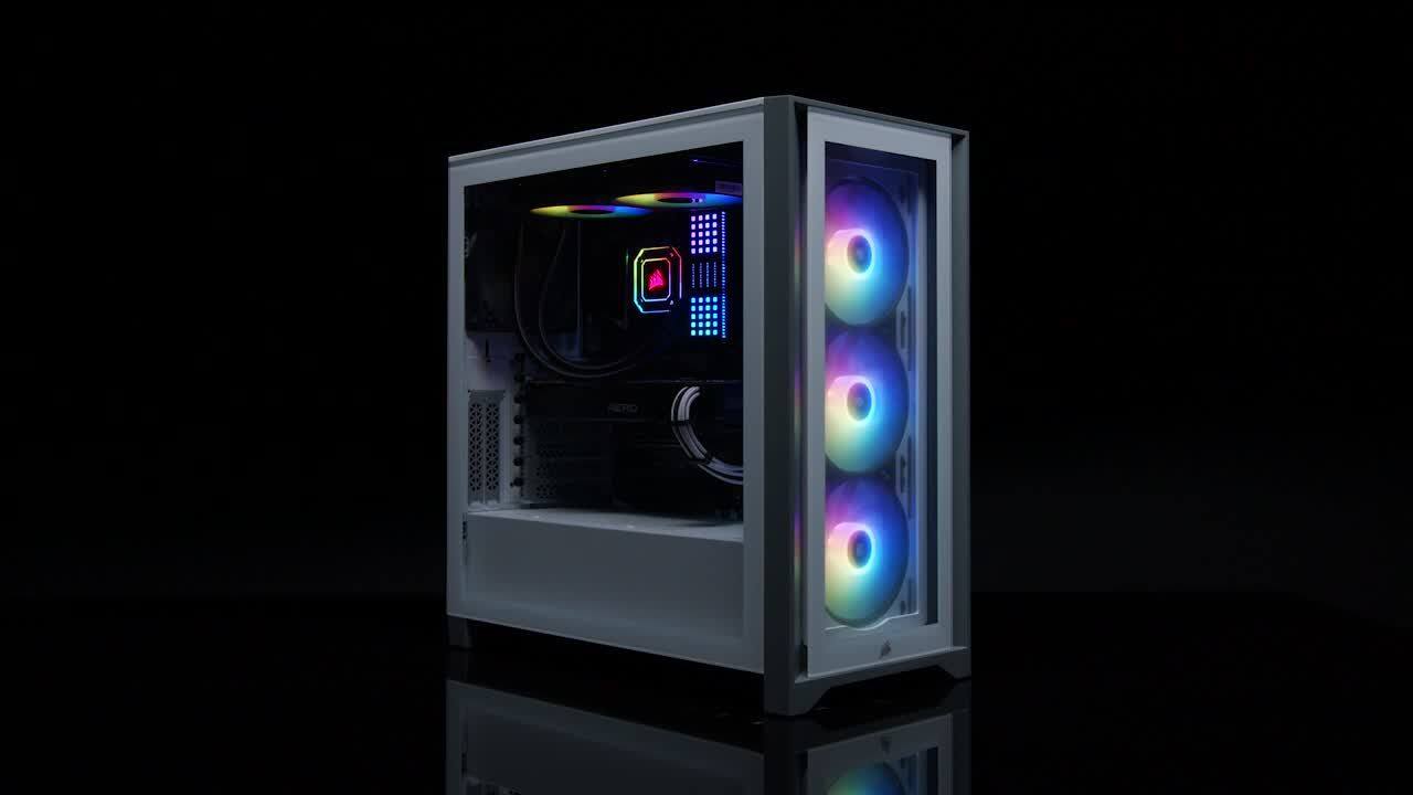 iCUE 4000X RGB钢化玻璃中塔式ATX机箱— 白色