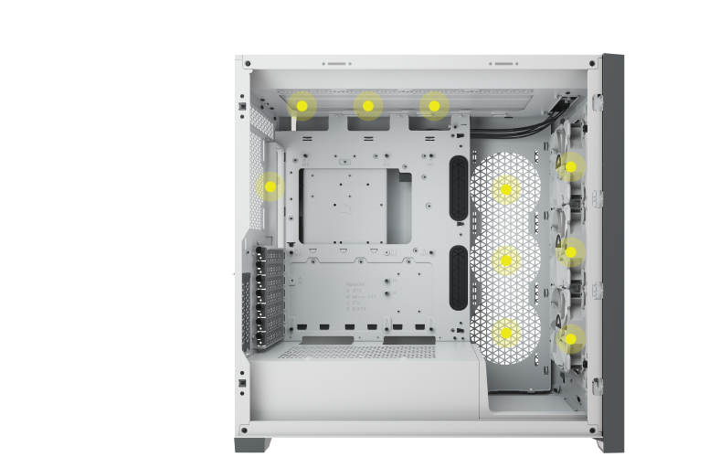 iCUE 5000X RGB 強化ガラスミッドタワー ATX PC スマートケース — ホワイト