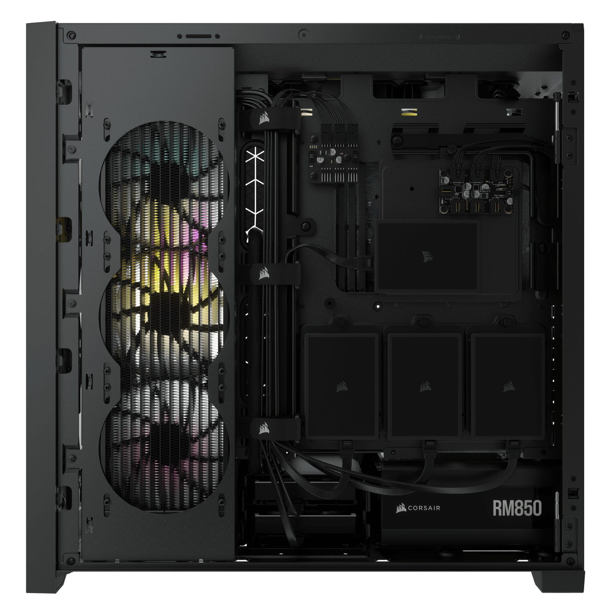 iCUE 5000X RGB 強化ガラスミッドタワー ATX PC スマートケース — ブラック