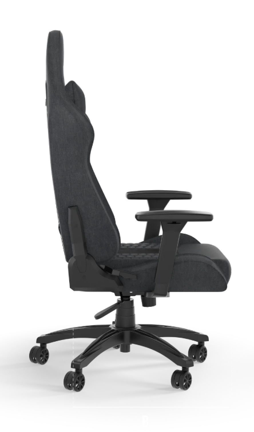 TC100 RELAXED Gaming chair side view with indicated size measurements.