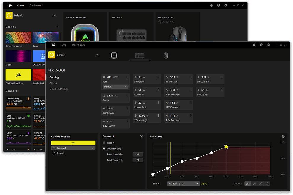 HXi digital power supplies are controlled using iCUE Software from CORSAIR.