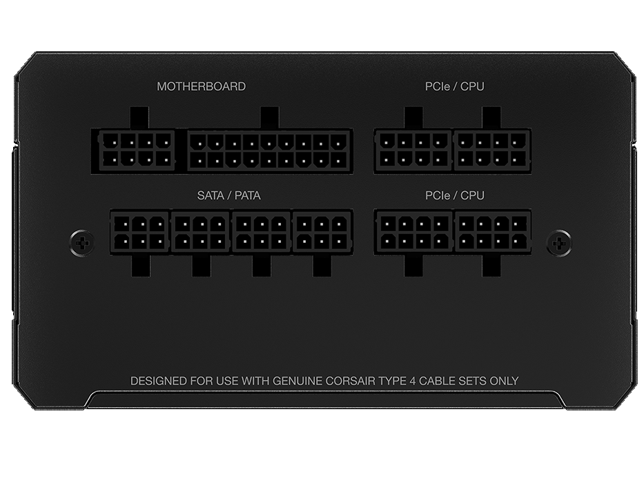 Primer plano del ventilador en la sección del cable de una fuente de alimentación CORSAIR RMe Series